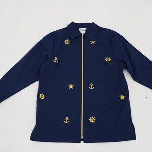 Bonworth Navy Blue Long Sleeve Polo Shirt Contrasting Trim Sz L